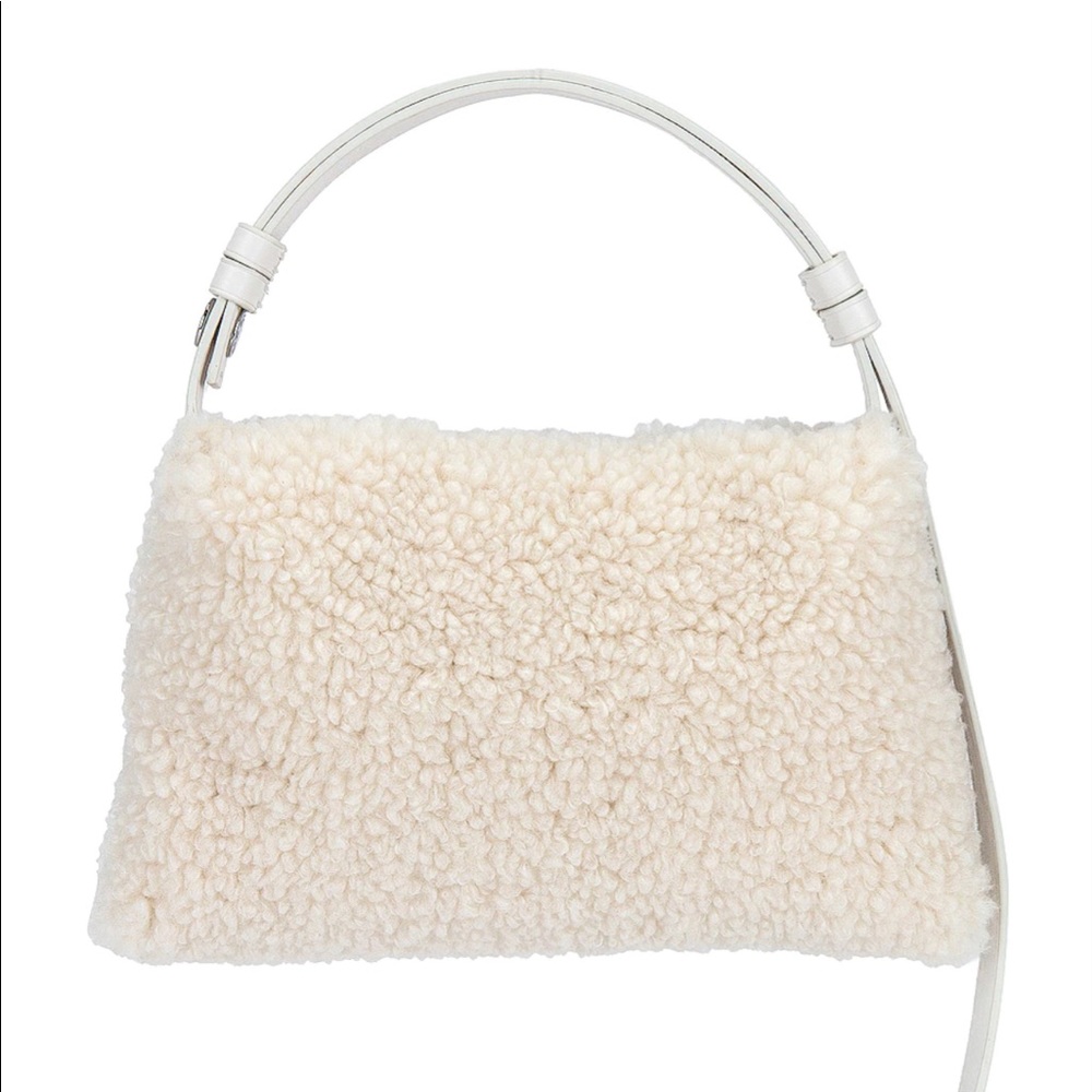 Simon Miller Mini Puffin Bag in Bone Vegan Shearling